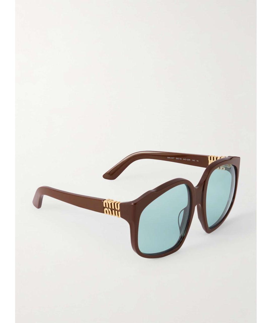 MIU MIU Коричневые пластиковые солнцезащитные очки, фото 4