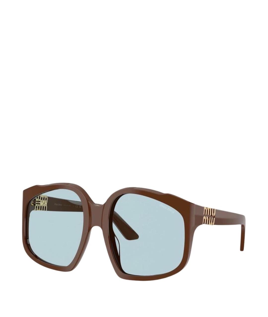 MIU MIU Коричневые пластиковые солнцезащитные очки, фото 1