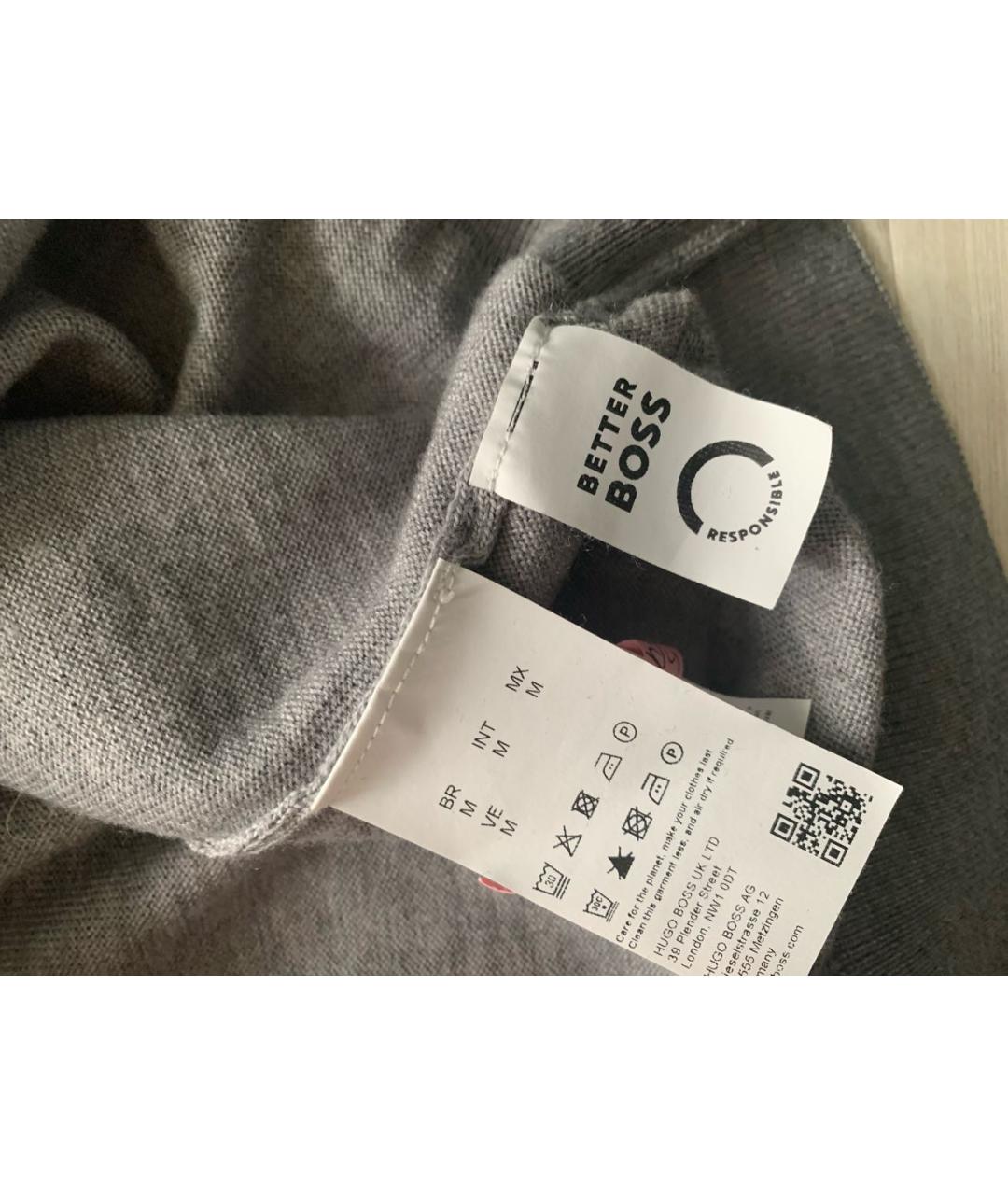 HUGO BOSS Серый шерстяной кардиган, фото 5