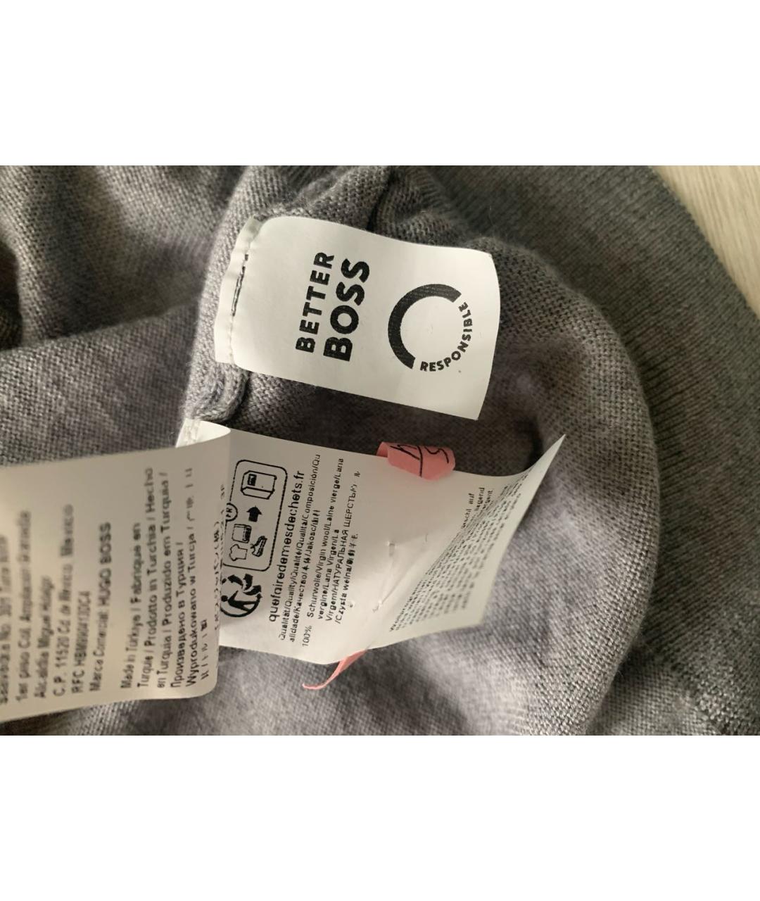 HUGO BOSS Серый шерстяной кардиган, фото 6
