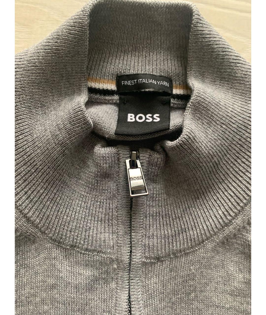 HUGO BOSS Серый шерстяной кардиган, фото 3