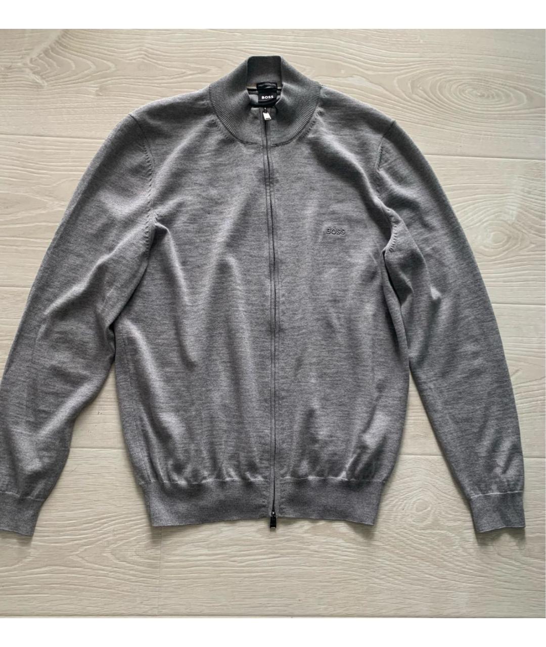 HUGO BOSS Серый шерстяной кардиган, фото 9