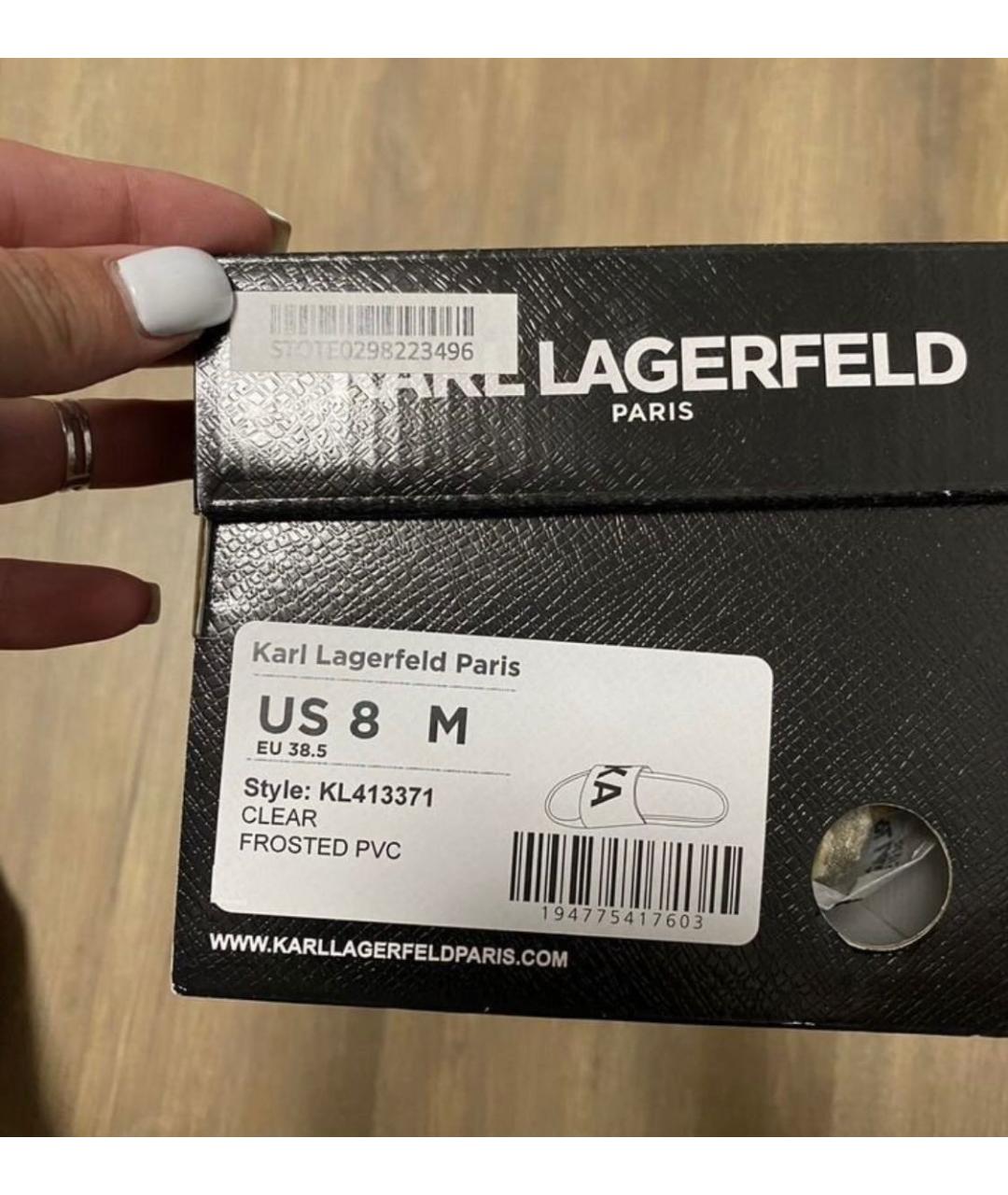 KARL LAGERFELD Белые резиновые шлепанцы, фото 7