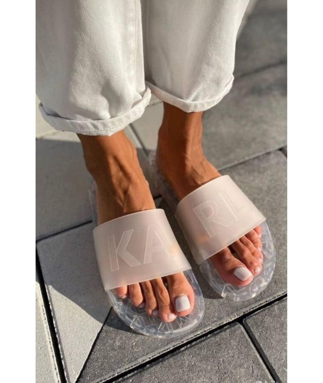 KARL LAGERFELD Белые резиновые шлепанцы, фото 5