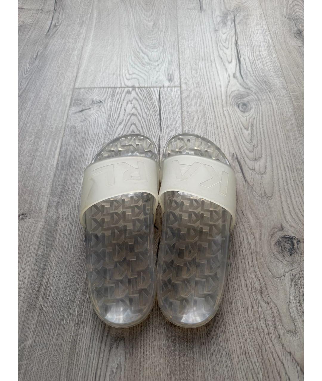 KARL LAGERFELD Белые резиновые шлепанцы, фото 3