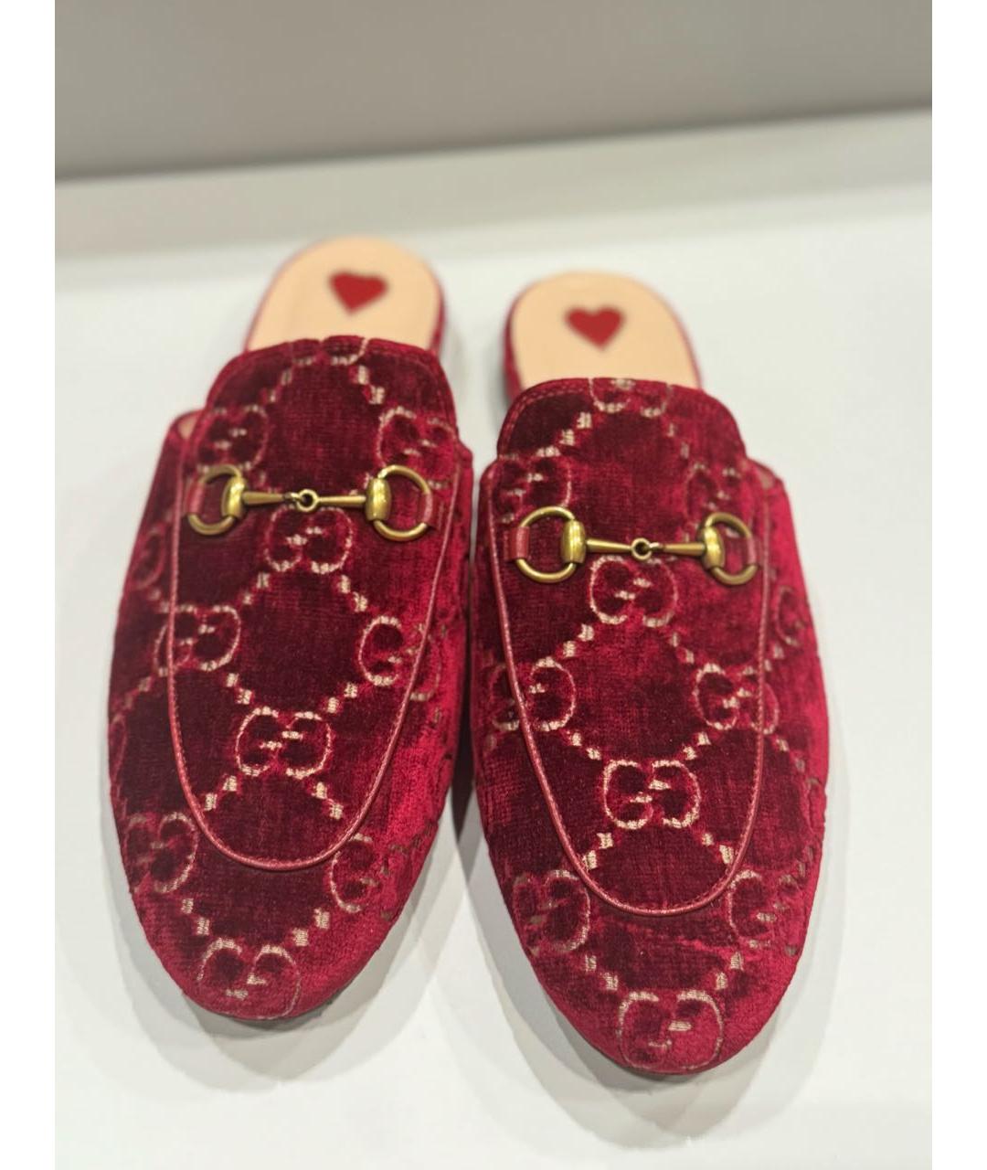 GUCCI Бордовые замшевые мюли, фото 2