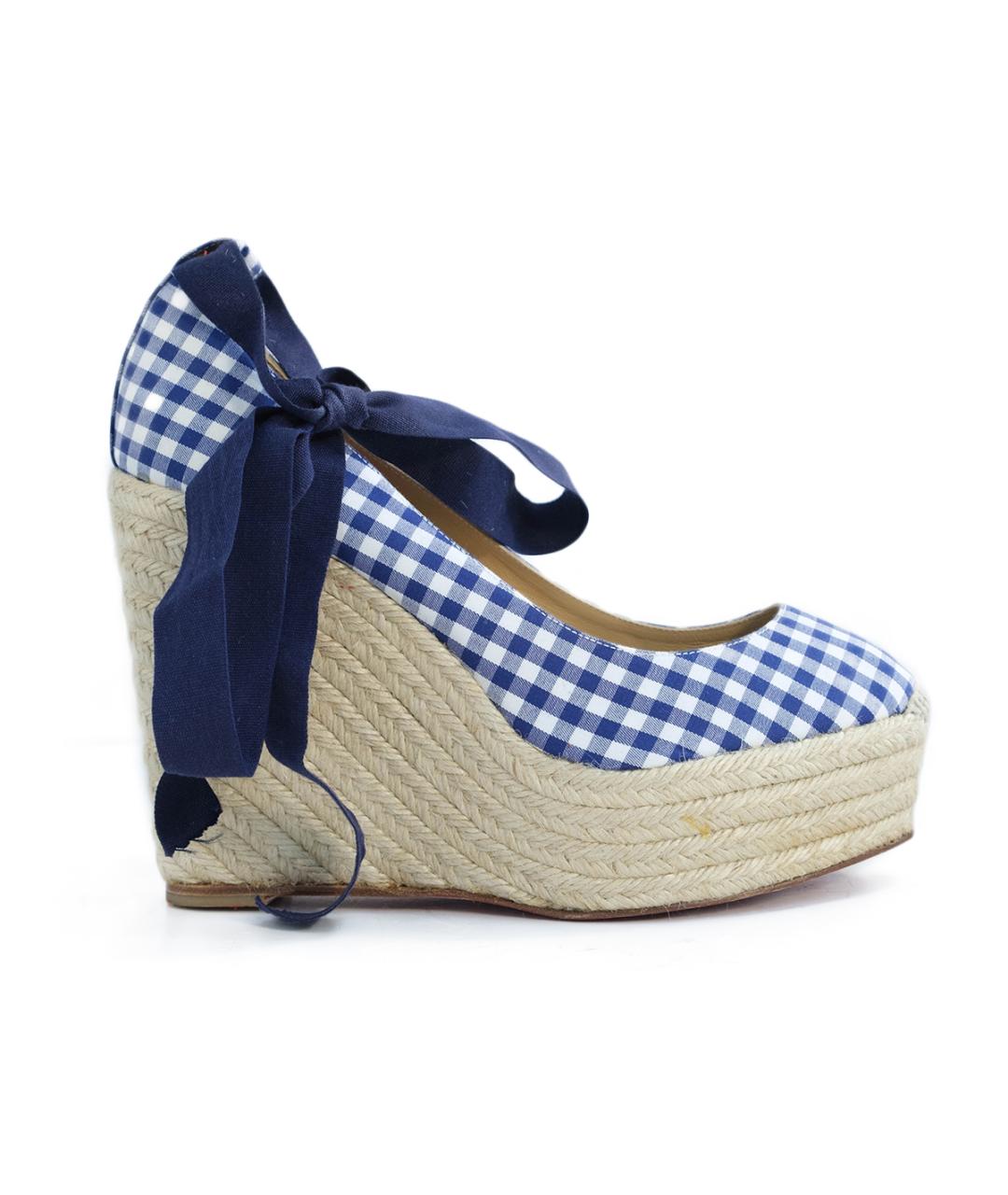 CHRISTIAN LOUBOUTIN Синие текстильные туфли, фото 6