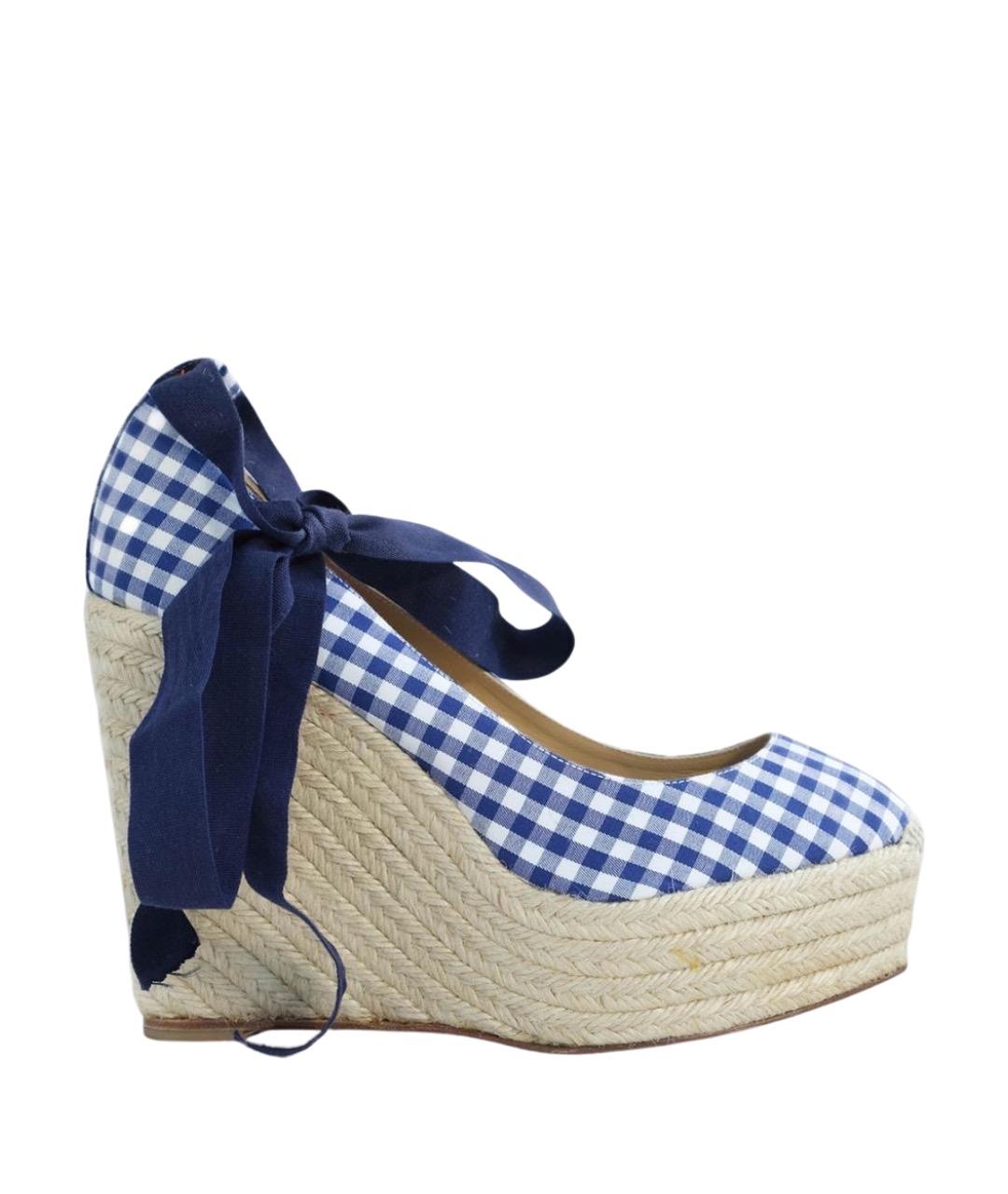 CHRISTIAN LOUBOUTIN Синие текстильные туфли, фото 1