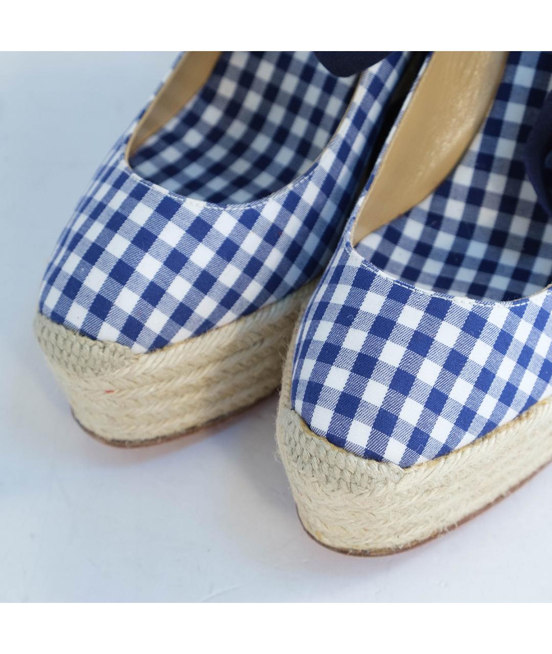 CHRISTIAN LOUBOUTIN Синие текстильные туфли, фото 3