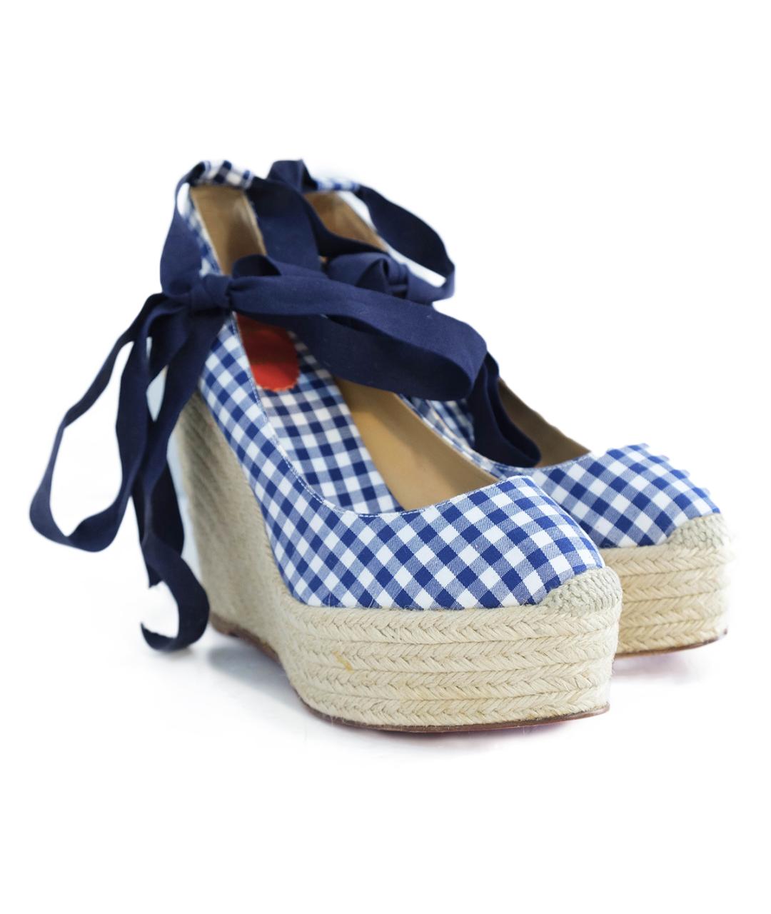 CHRISTIAN LOUBOUTIN Синие текстильные туфли, фото 2