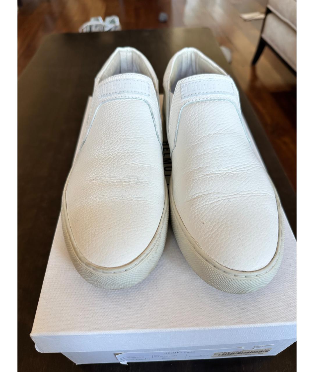 HELMUT LANG Белые кожаные слипоны, фото 2