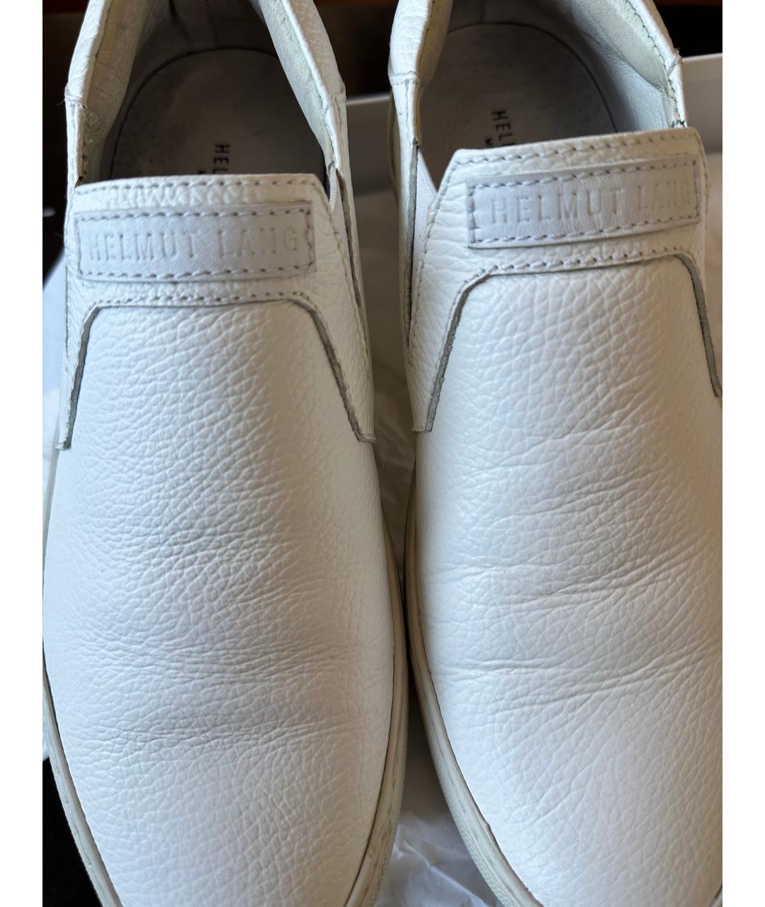 HELMUT LANG Белые кожаные слипоны, фото 5