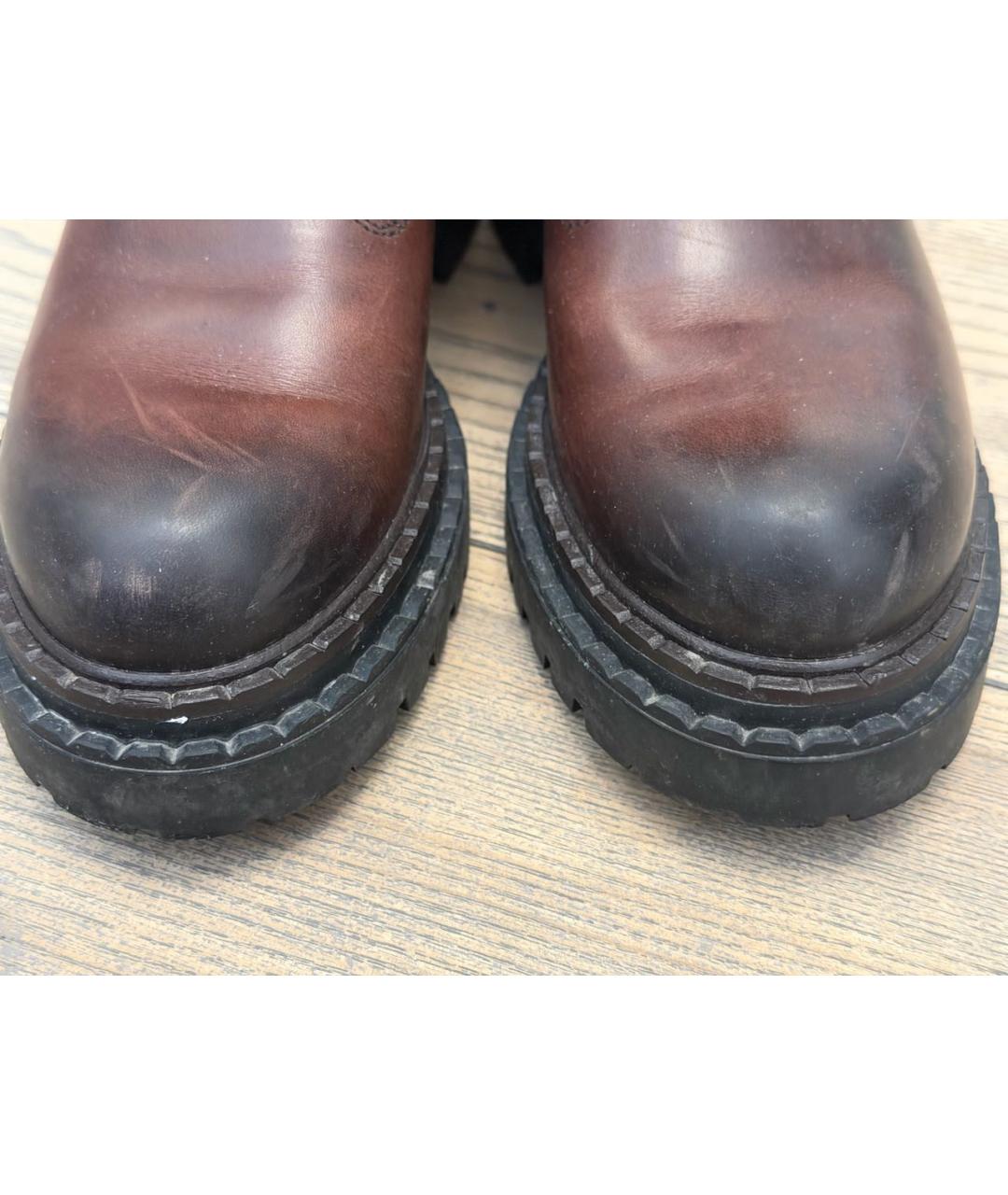 PRADA Коричневые кожаные ботинки, фото 6