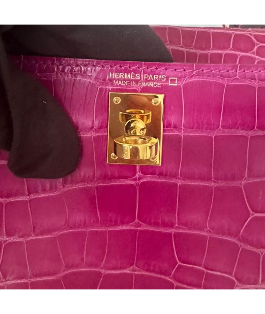 HERMES Розовая сумка с короткими ручками из экзотической кожи, фото 6