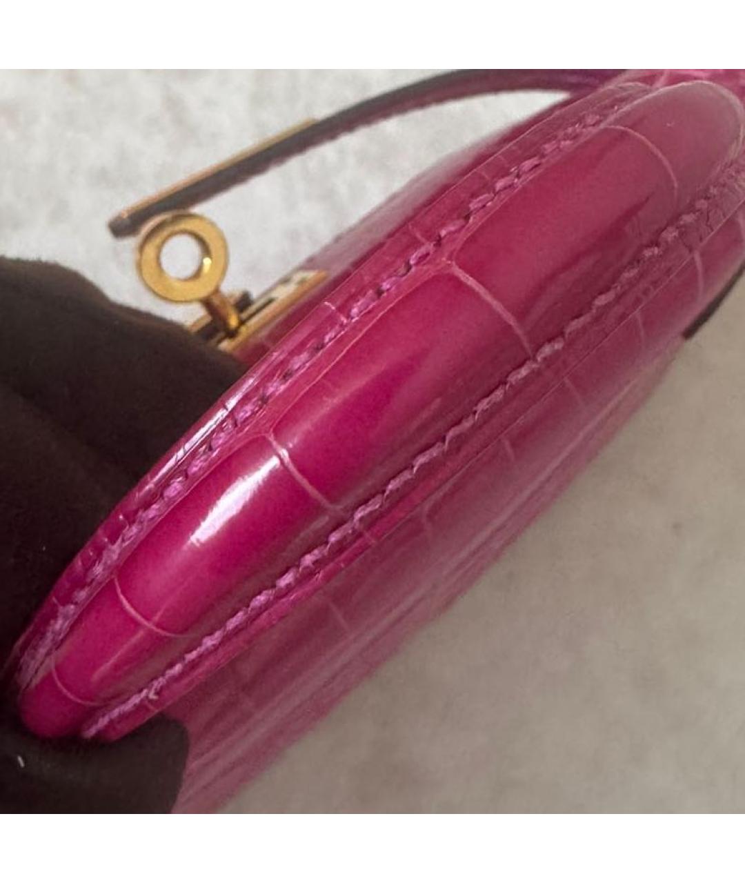 HERMES Розовая сумка с короткими ручками из экзотической кожи, фото 7