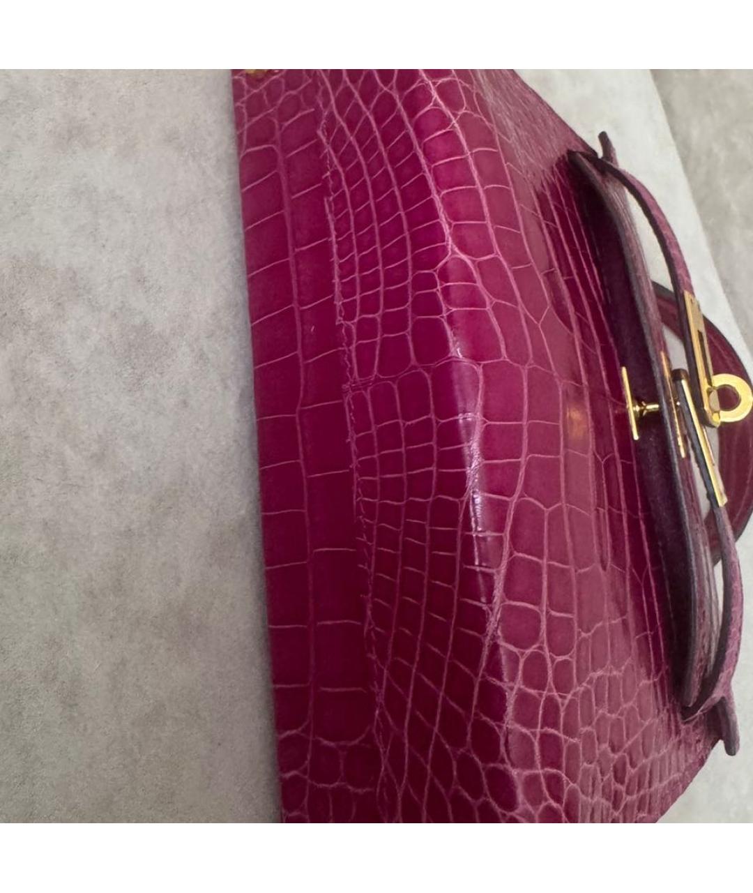 HERMES Розовая сумка с короткими ручками из экзотической кожи, фото 9