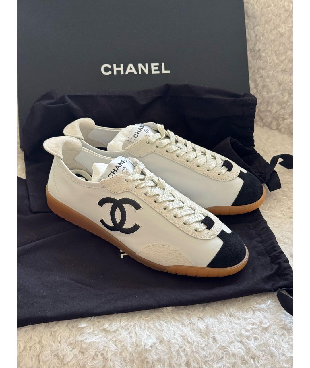 CHANEL Белые кожаные кеды, фото 6