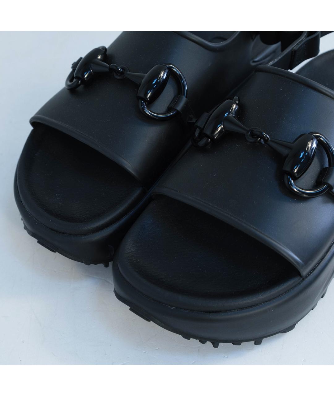 GUCCI Черные резиновые шлепанцы, фото 3