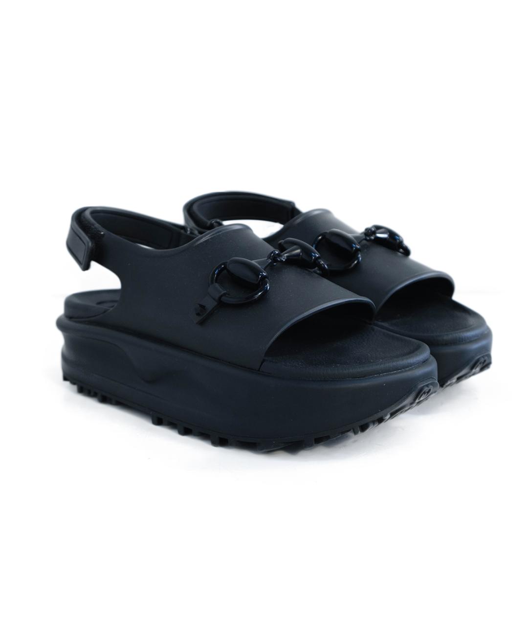 GUCCI Черные резиновые шлепанцы, фото 2