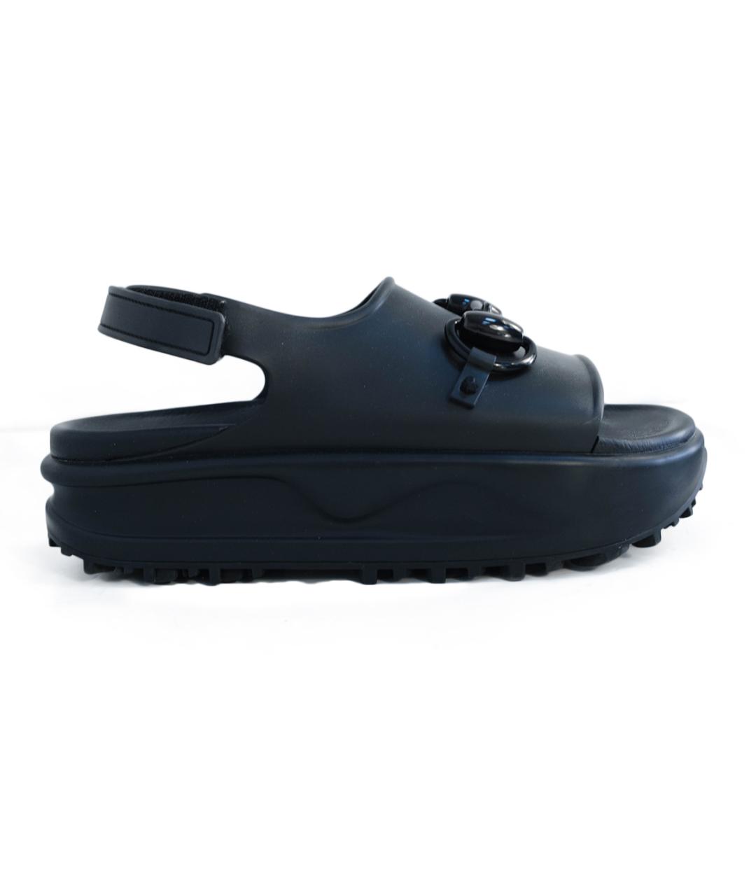 GUCCI Черные резиновые шлепанцы, фото 6