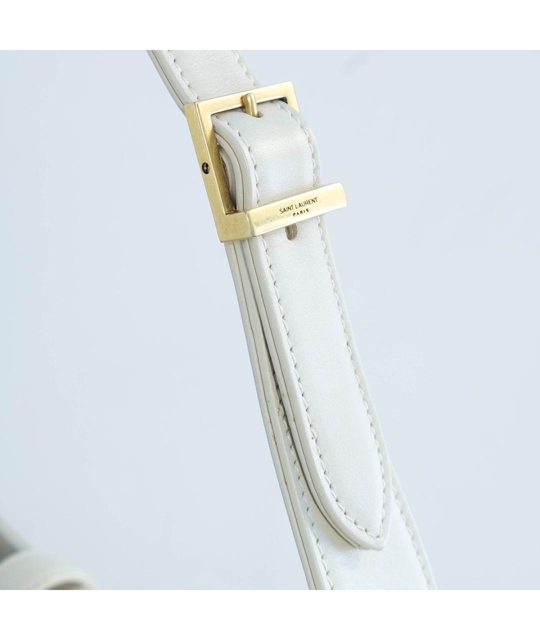 SAINT LAURENT Белая кожаная сумка через плечо, фото 5