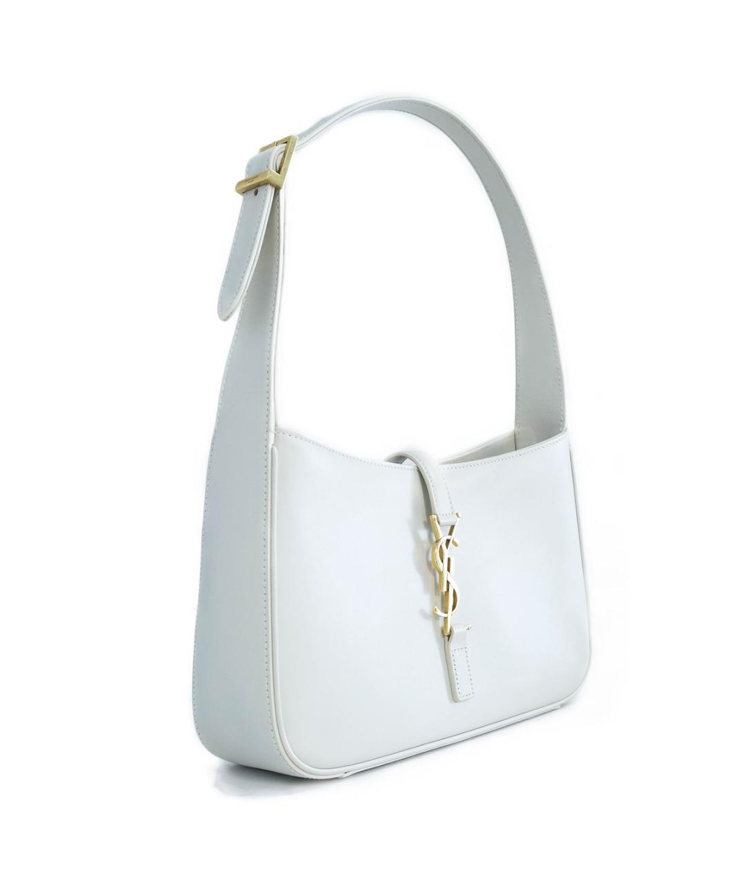 SAINT LAURENT Белая кожаная сумка через плечо, фото 2