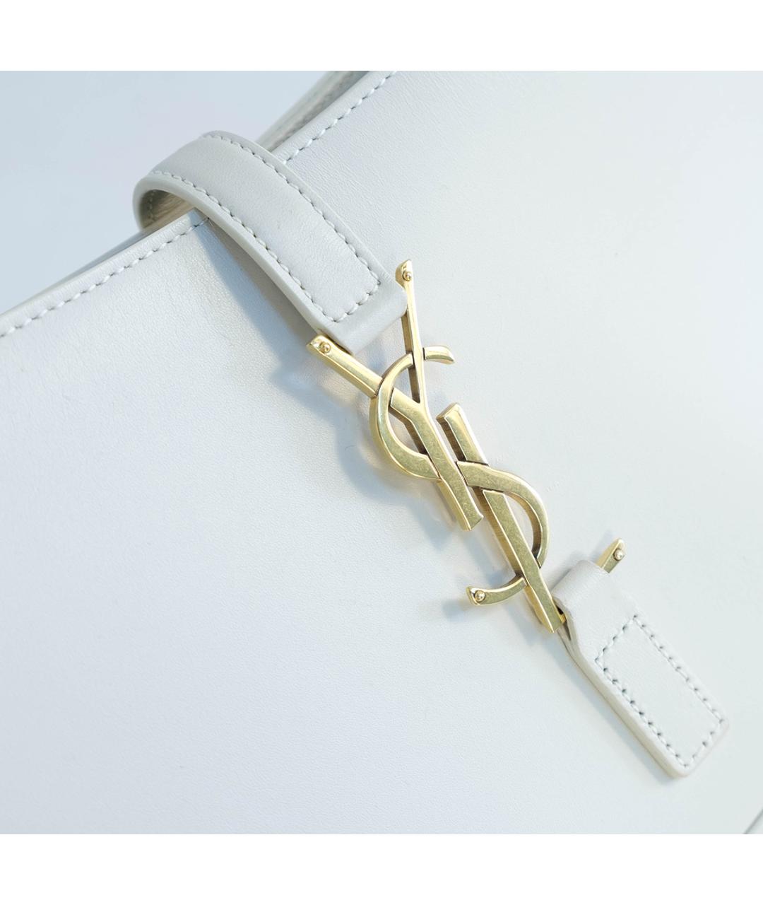 SAINT LAURENT Белая кожаная сумка через плечо, фото 4