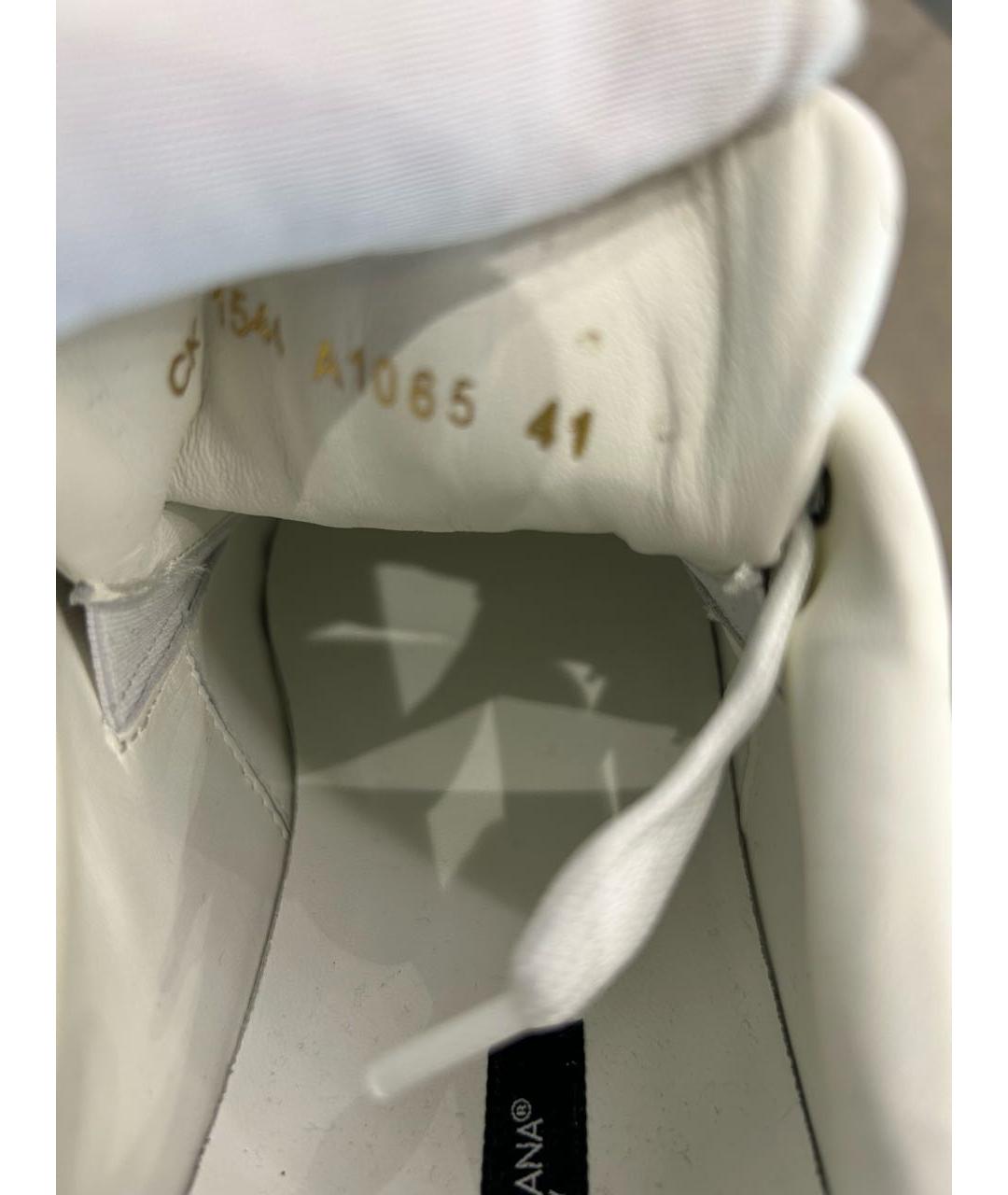 DOLCE&GABBANA Белые кожаные низкие кроссовки / кеды, фото 6