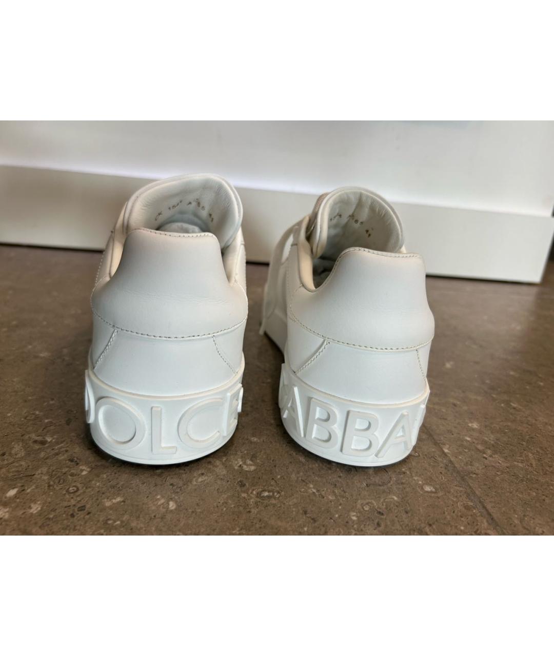 DOLCE&GABBANA Белые кожаные низкие кроссовки / кеды, фото 4