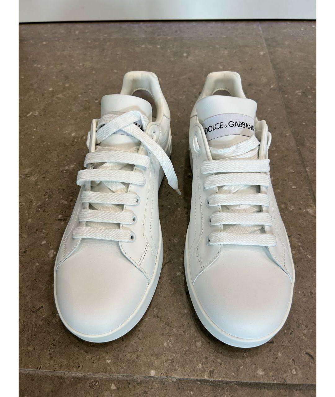 DOLCE&GABBANA Белые кожаные низкие кроссовки / кеды, фото 2