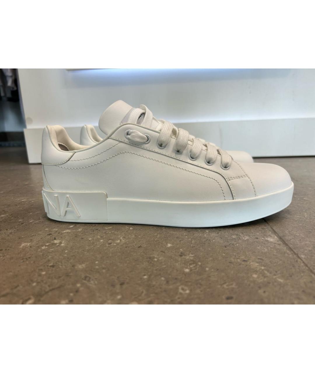 DOLCE&GABBANA Белые кожаные низкие кроссовки / кеды, фото 9