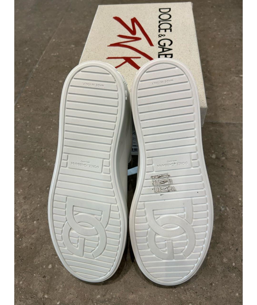 DOLCE&GABBANA Белые кожаные низкие кроссовки / кеды, фото 8