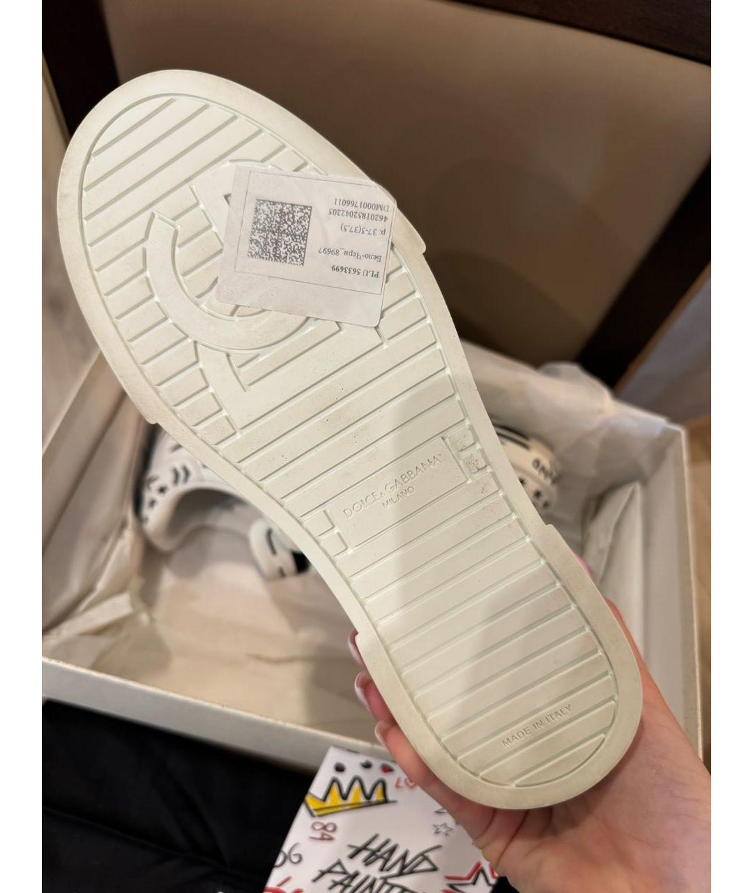 DOLCE&GABBANA Белые кожаные кеды, фото 8
