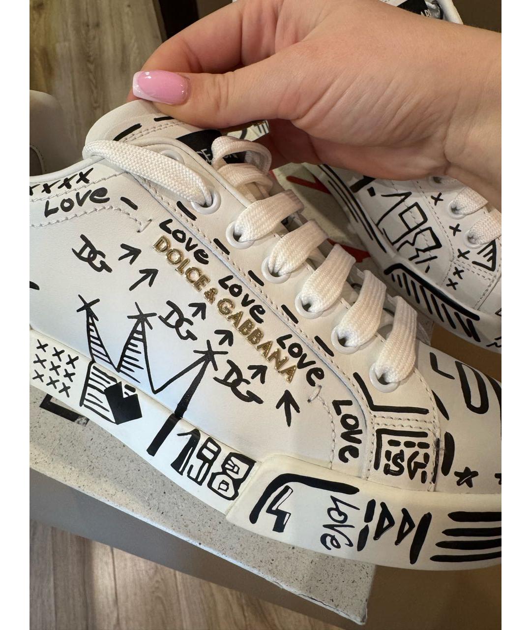 DOLCE&GABBANA Белые кожаные кеды, фото 7