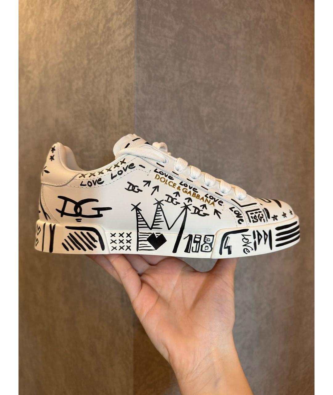 DOLCE&GABBANA Белые кожаные кеды, фото 9