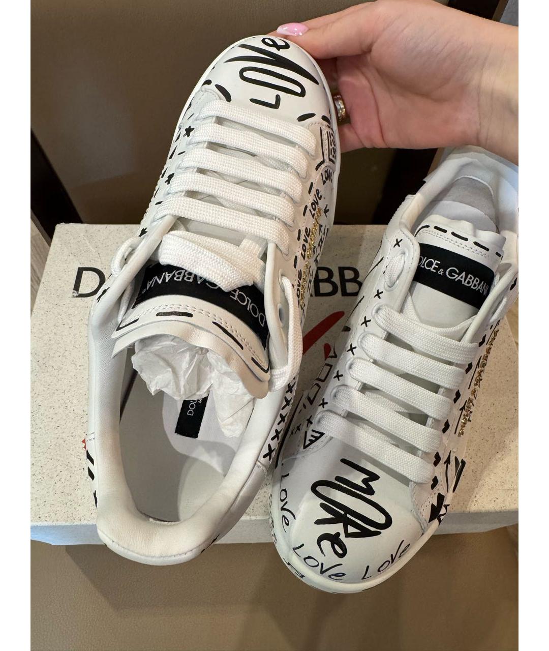 DOLCE&GABBANA Белые кожаные кеды, фото 6