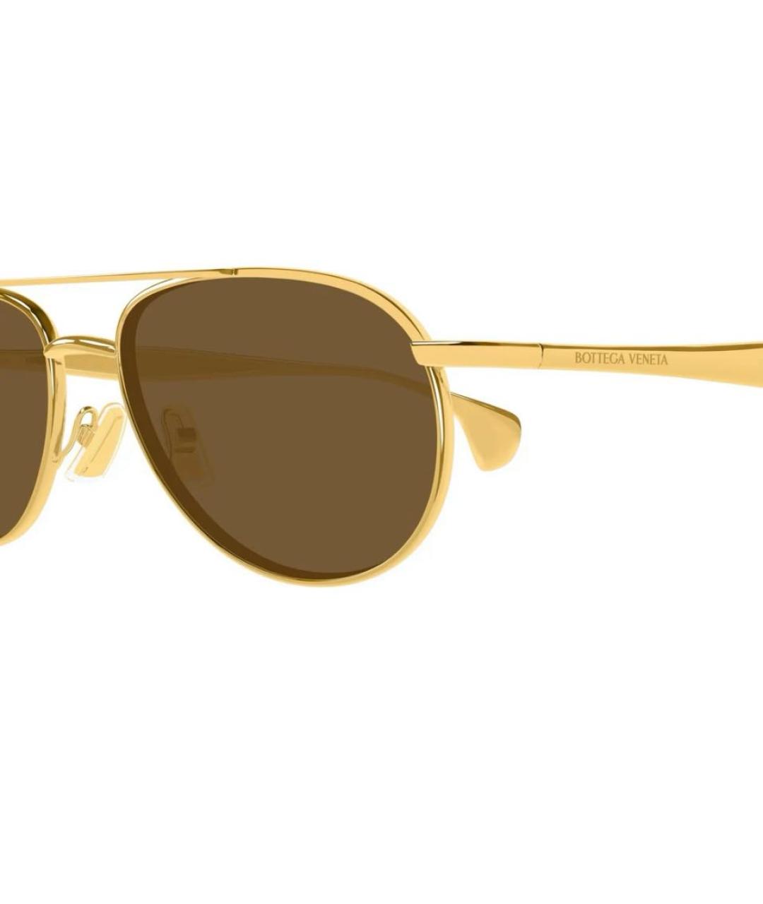 BOTTEGA VENETA Золотые металлические солнцезащитные очки, фото 3