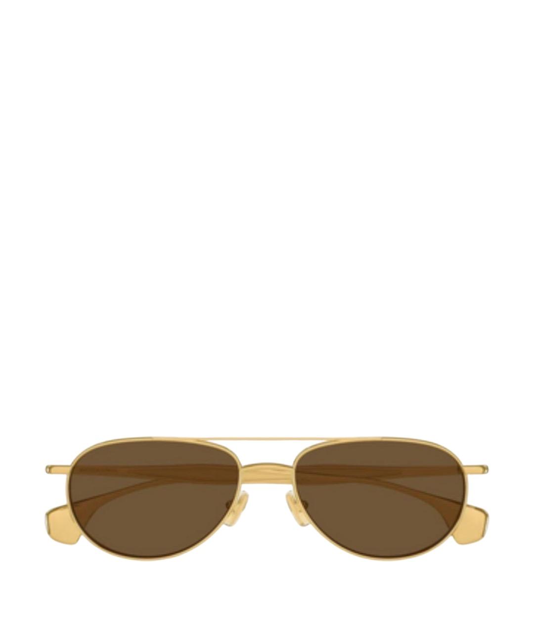 BOTTEGA VENETA Золотые металлические солнцезащитные очки, фото 1