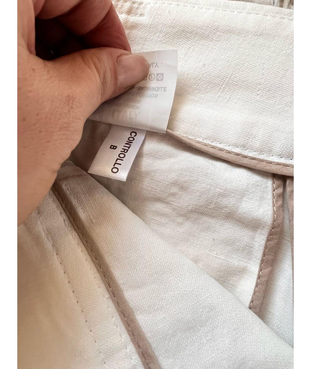 BRUNELLO CUCINELLI Бежевые льняные прямые брюки, фото 5