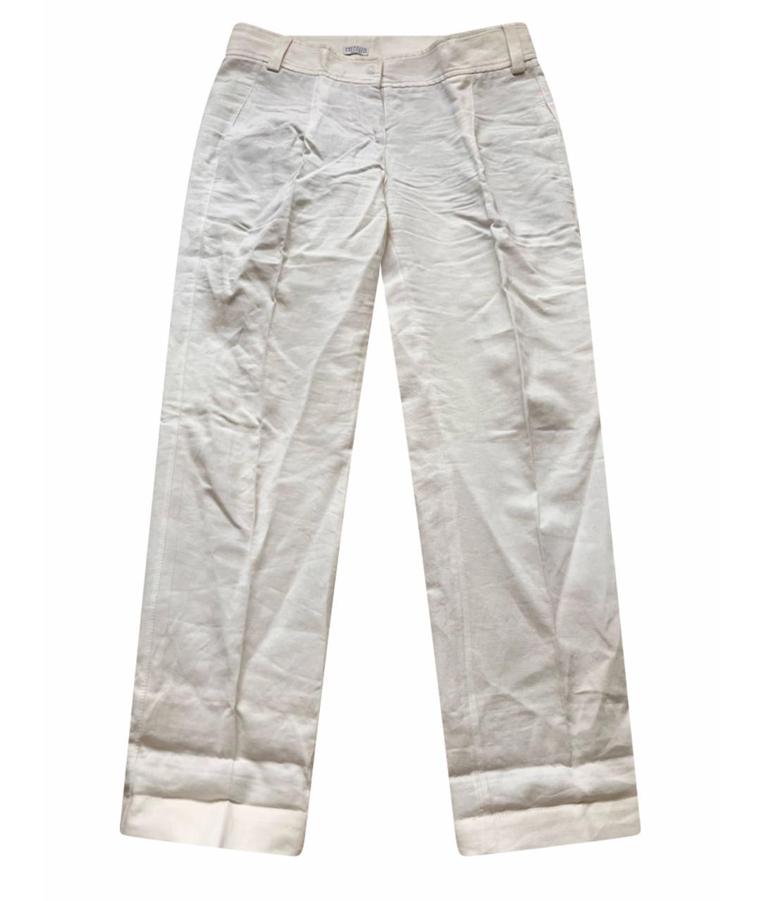 BRUNELLO CUCINELLI Бежевые льняные прямые брюки, фото 6