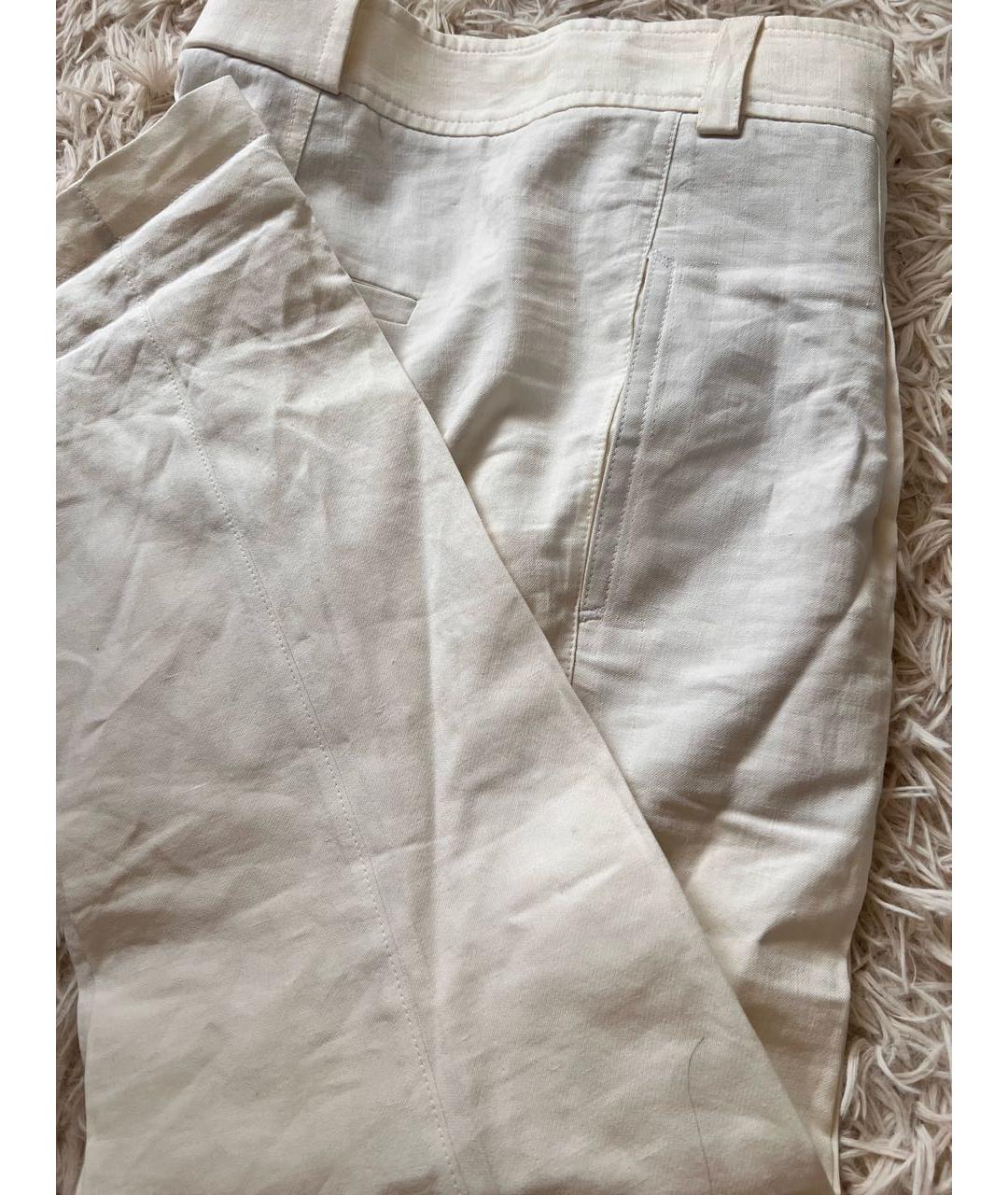 BRUNELLO CUCINELLI Бежевые льняные прямые брюки, фото 3