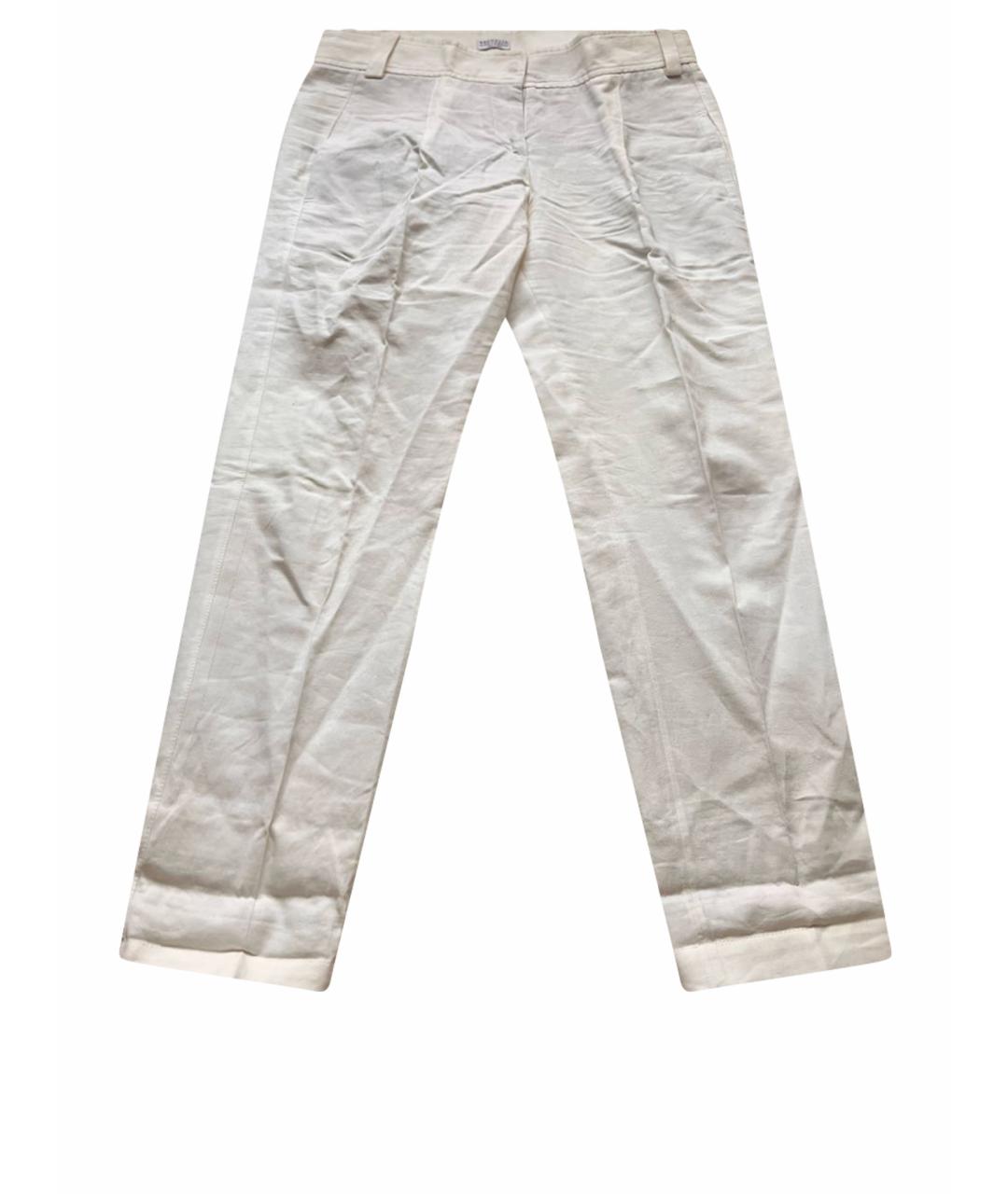 BRUNELLO CUCINELLI Бежевые льняные прямые брюки, фото 1