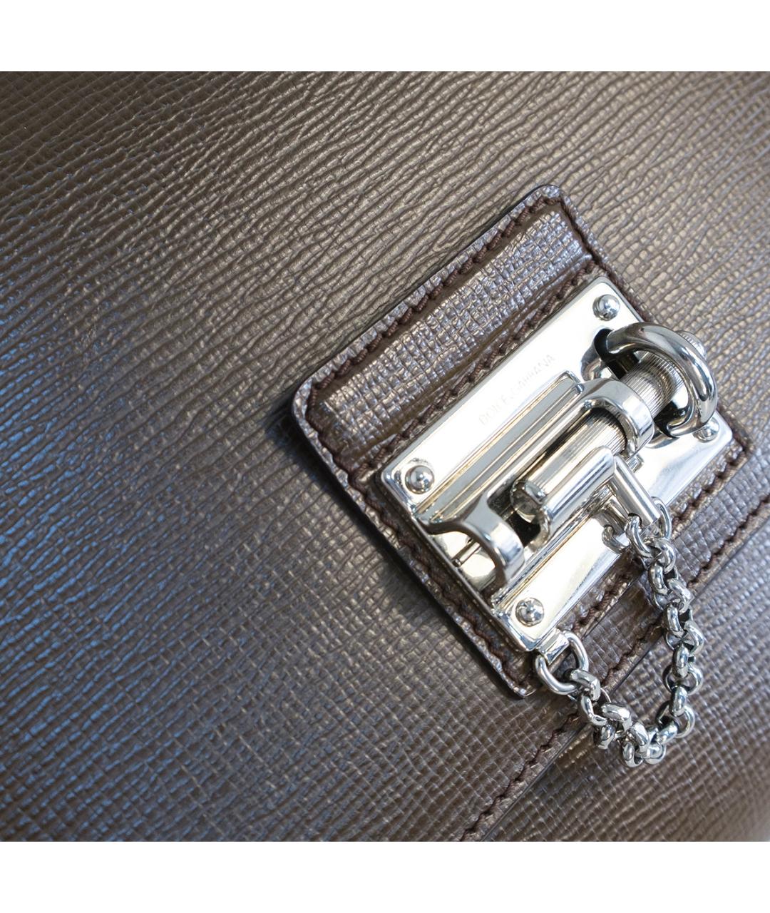 DOLCE&GABBANA Коричневая кожаная сумка через плечо, фото 4