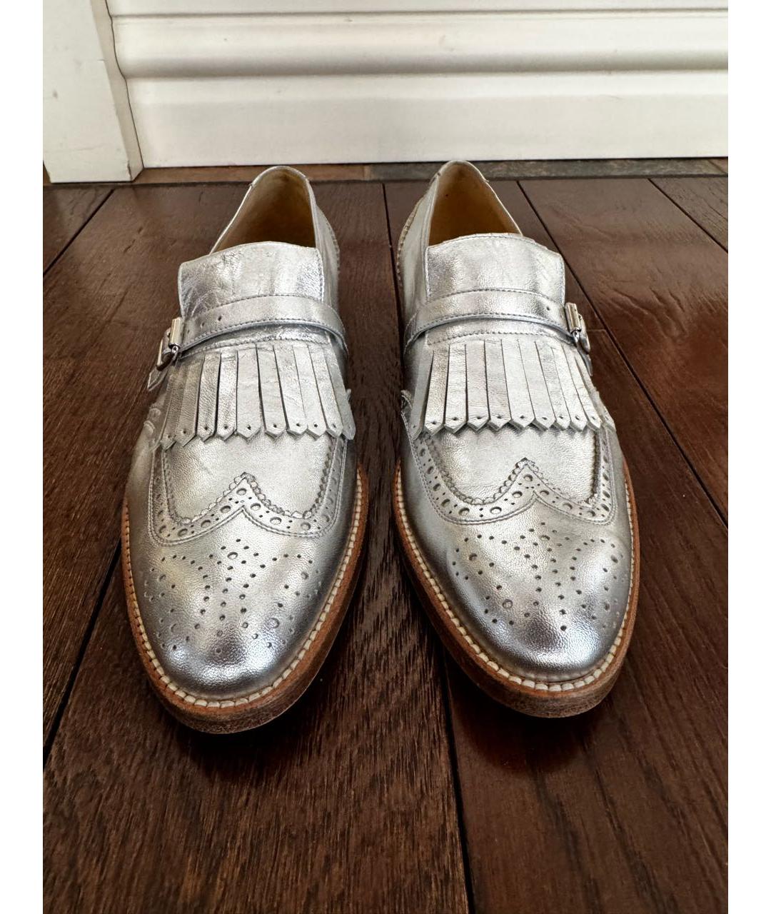 KITON Серебряные кожаные лоферы, фото 2