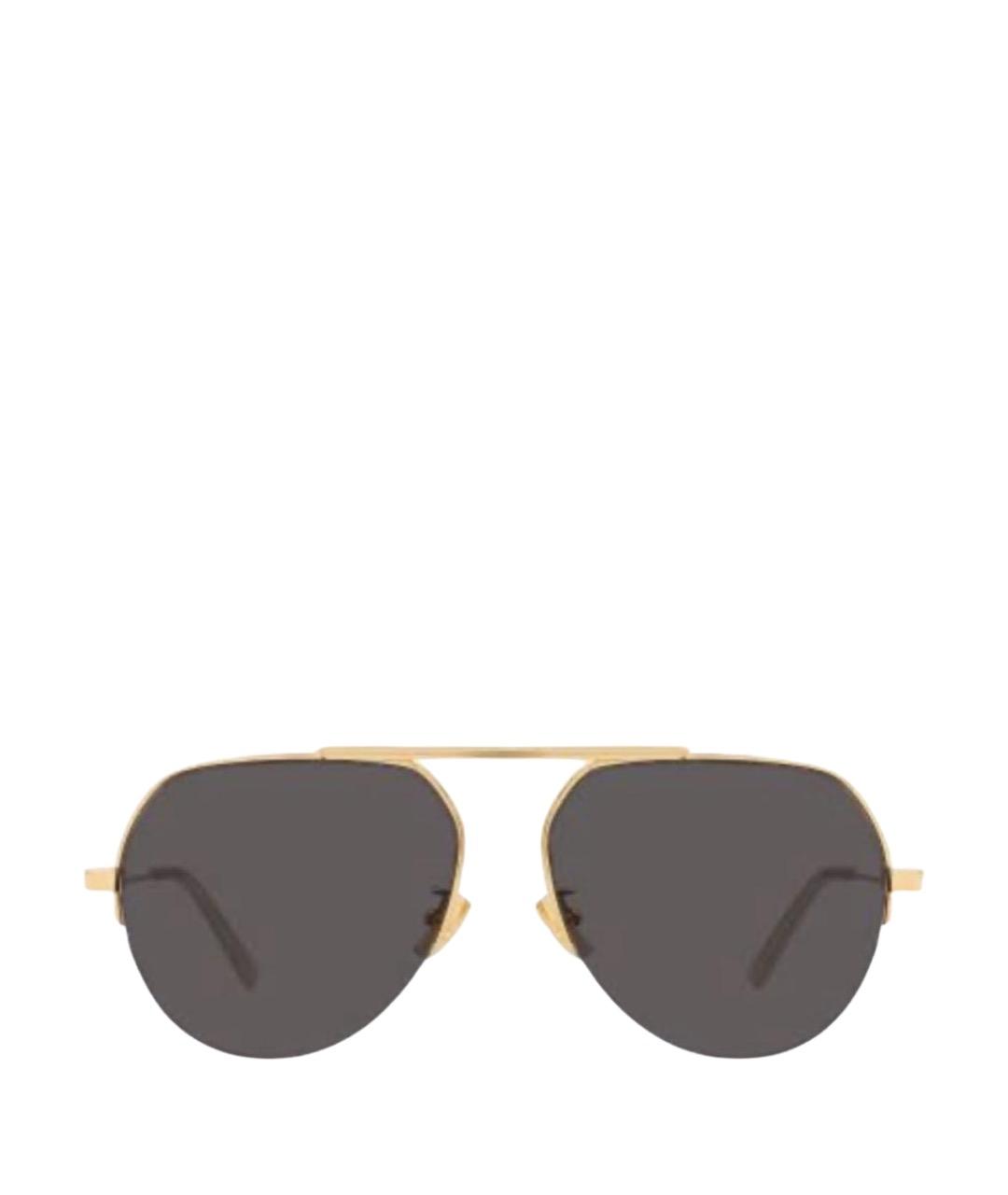 BOTTEGA VENETA Золотые металлические солнцезащитные очки, фото 1