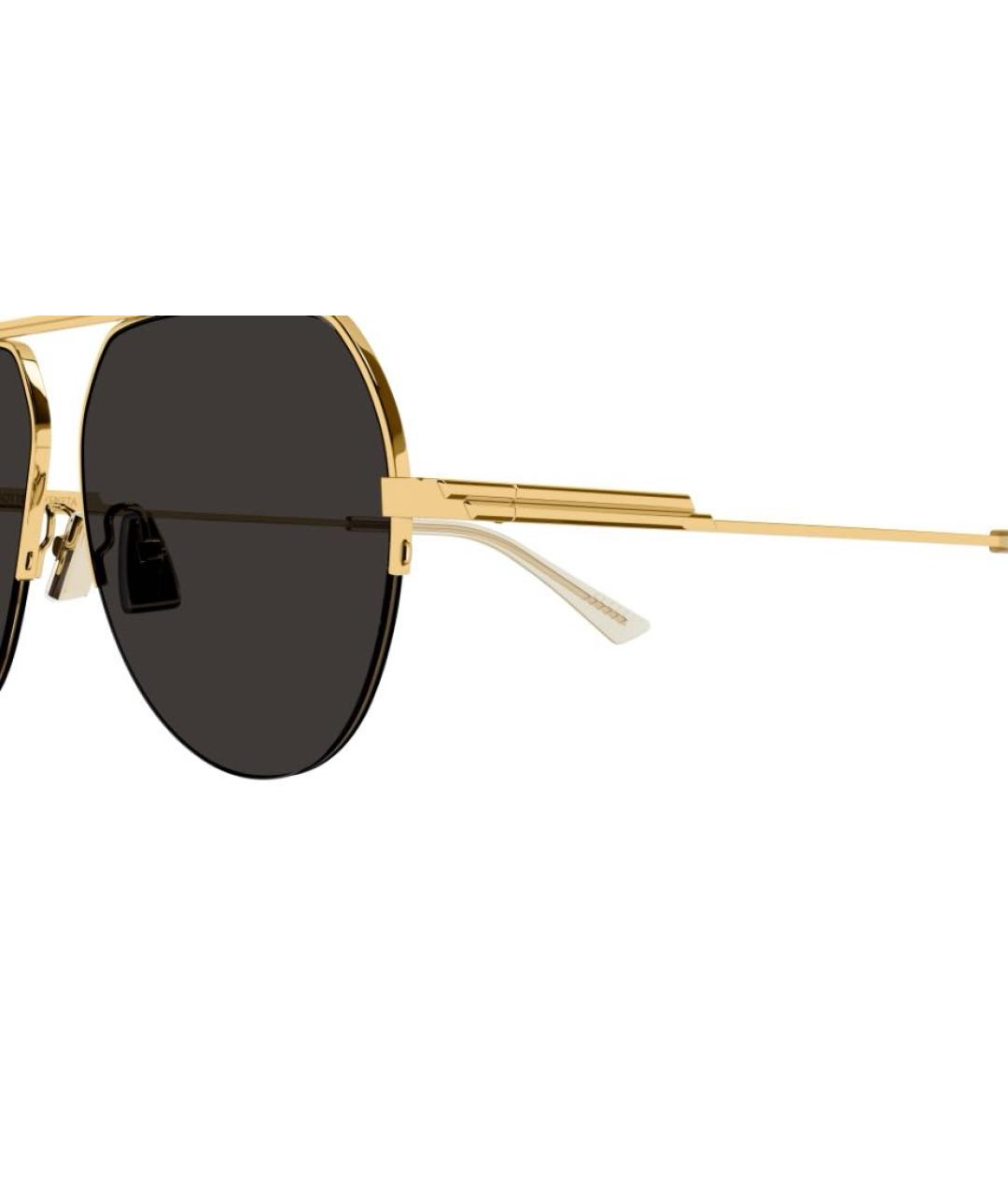 BOTTEGA VENETA Золотые металлические солнцезащитные очки, фото 3