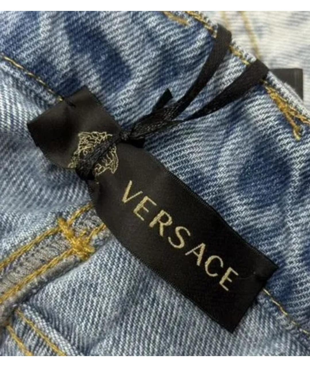 VERSACE Синяя хлопковая юбка мини, фото 6