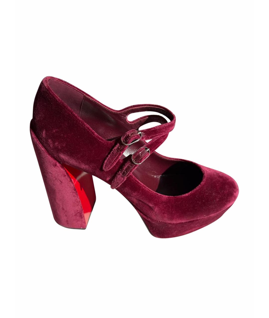 CHRISTIAN LOUBOUTIN Бордовые бархатные туфли, фото 1