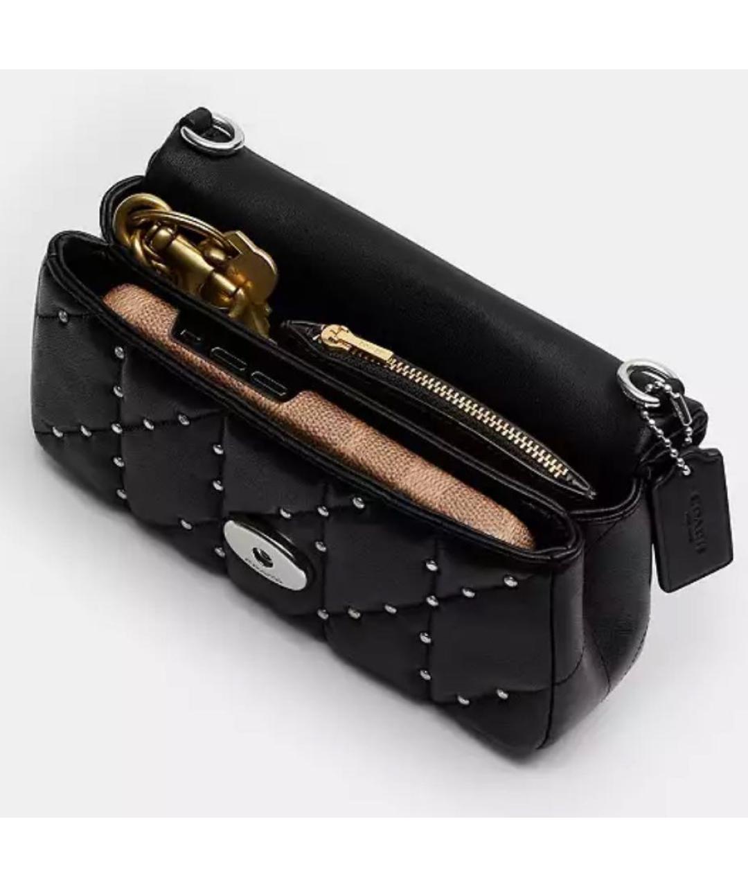 COACH Черная кожаная сумка через плечо, фото 5