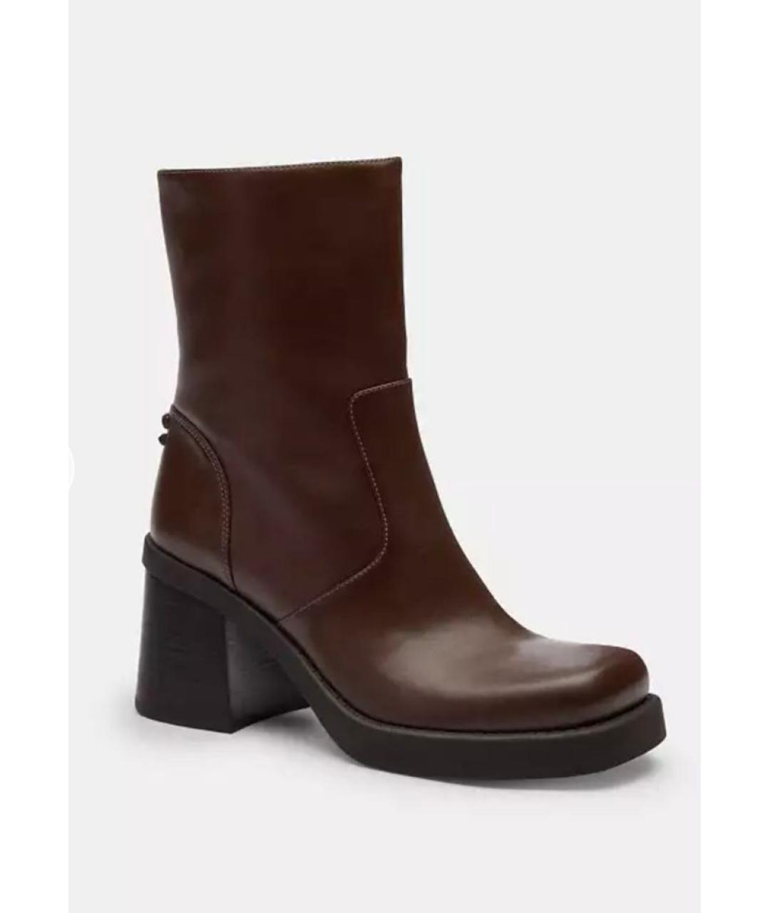 COACH Коричневые кожаные ботинки, фото 2